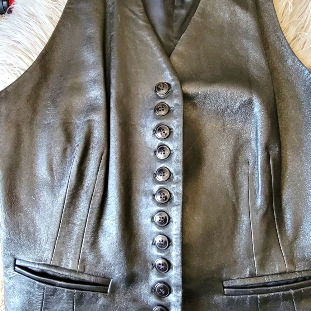 Black leather vest